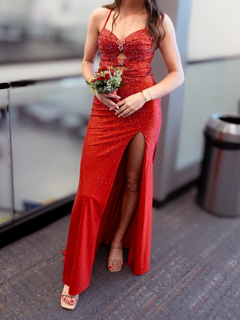 Red rhinestone Amelia Couture Torrey Prom dress